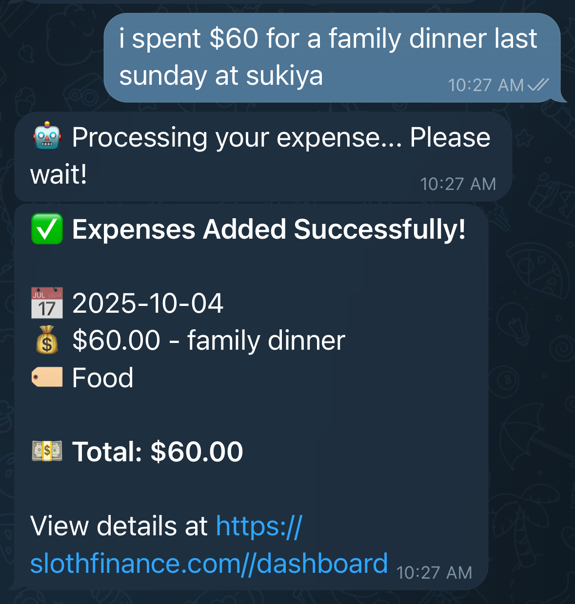 Text message example